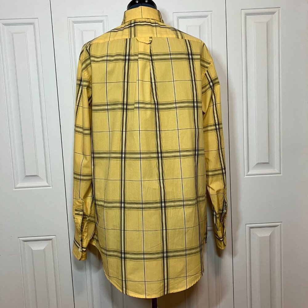 Men's Izod Yellow/Navy/White Plaid No Iron Shirt Size M - Picture 6 of 6